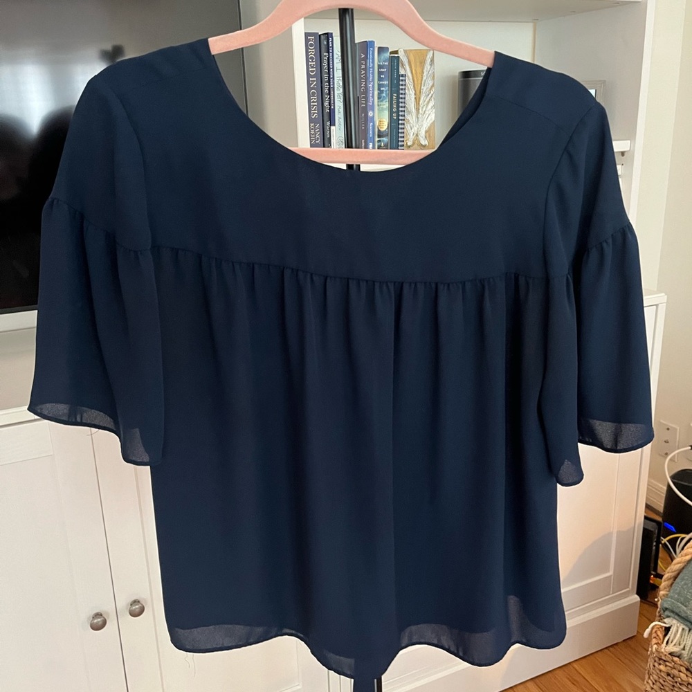 Ann Taylor Navy Top with Tie Back